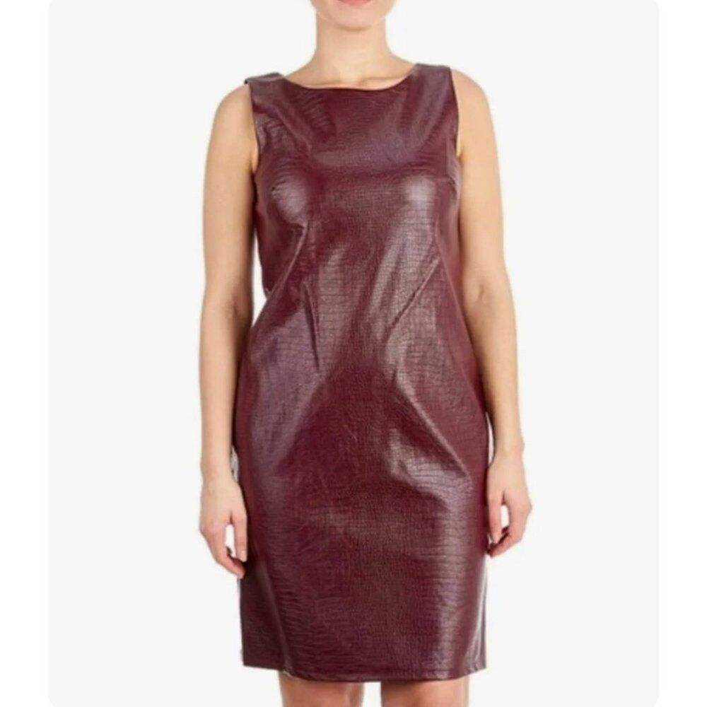 Shelby & Palmer Women Sleeveless Faux Leather Crocodile Print Dress Size 12